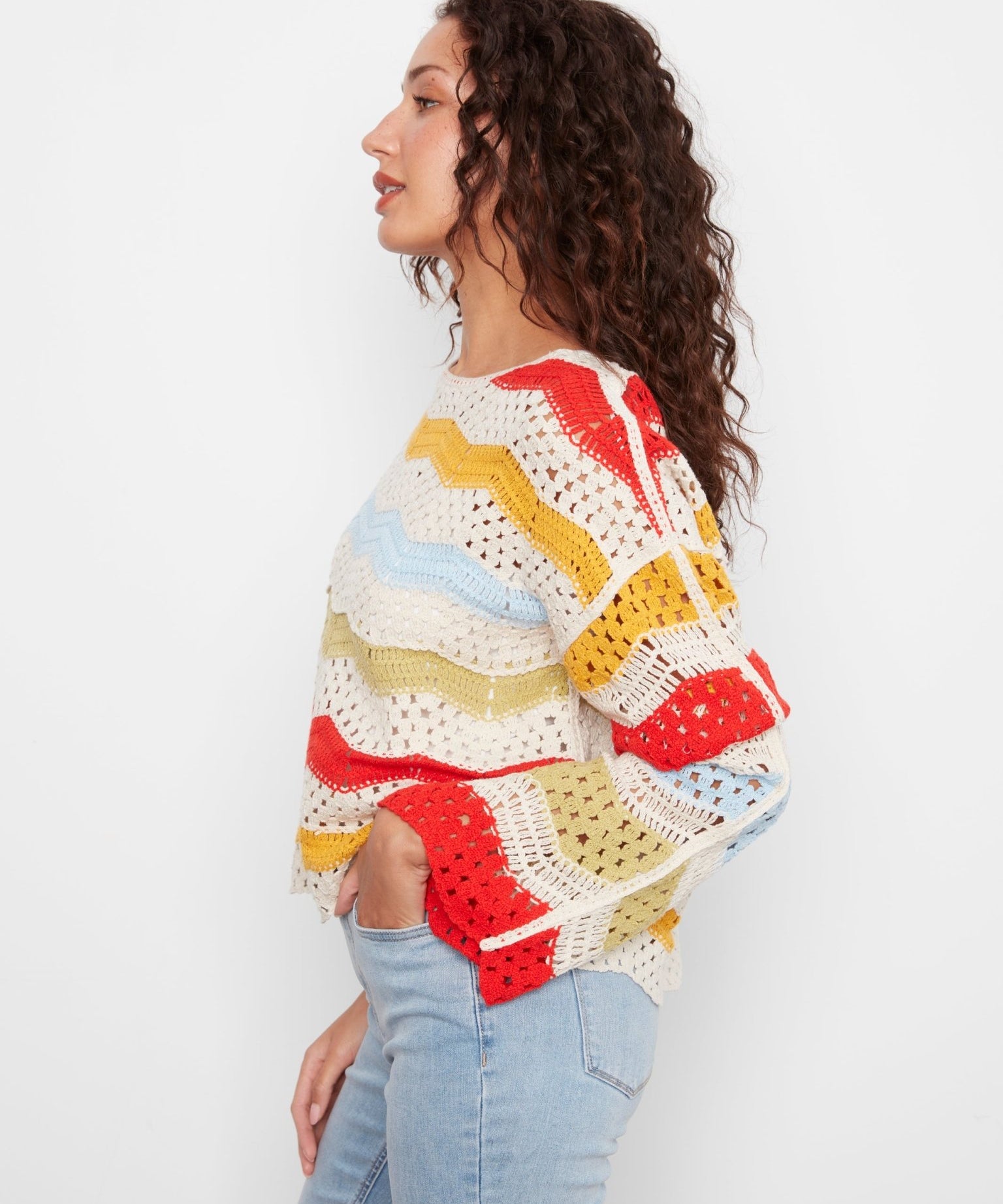 3/4 Sleeve Crochet Top - Charlie B - 690178750175 - Sugar River Shoppe - 