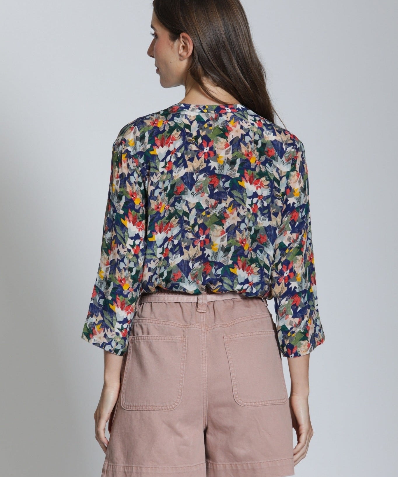 3/4 Sleeve Mandarin Collar Button - up - APNY - 605258062703 - Sugar River Shoppe - 