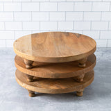 Artisan Wood 16" Round Natural Mango Wood Footed Board