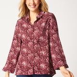 Floral Block Print Shaped Shirt