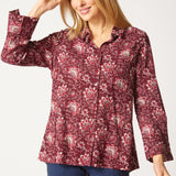 Floral Block Print Shaped Shirt
