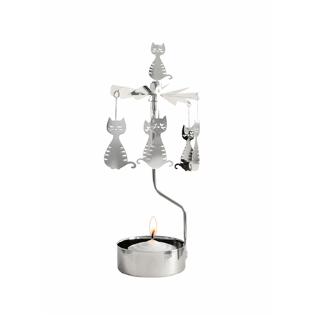 Rotary Candleholder Dodgy Cat with tea light - Sugar River Shoppe