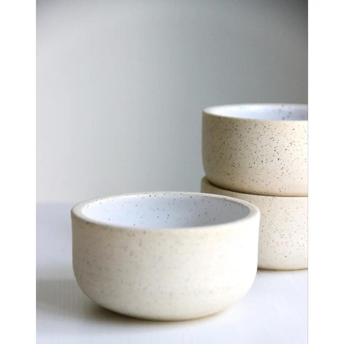 Handmade Exposed Clay Ceramic Prep Bowl - Speckled White - Sugar River Shoppe