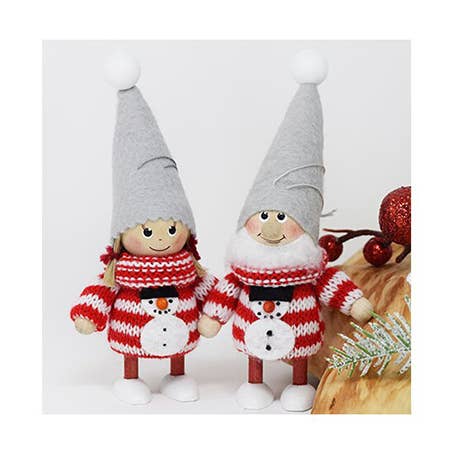 Santa in a sweater with snowman & Girl with a snowman - Sugar River Shoppe