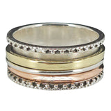 Silver, Brass And Copper Spinner Classic Anxiety Ring