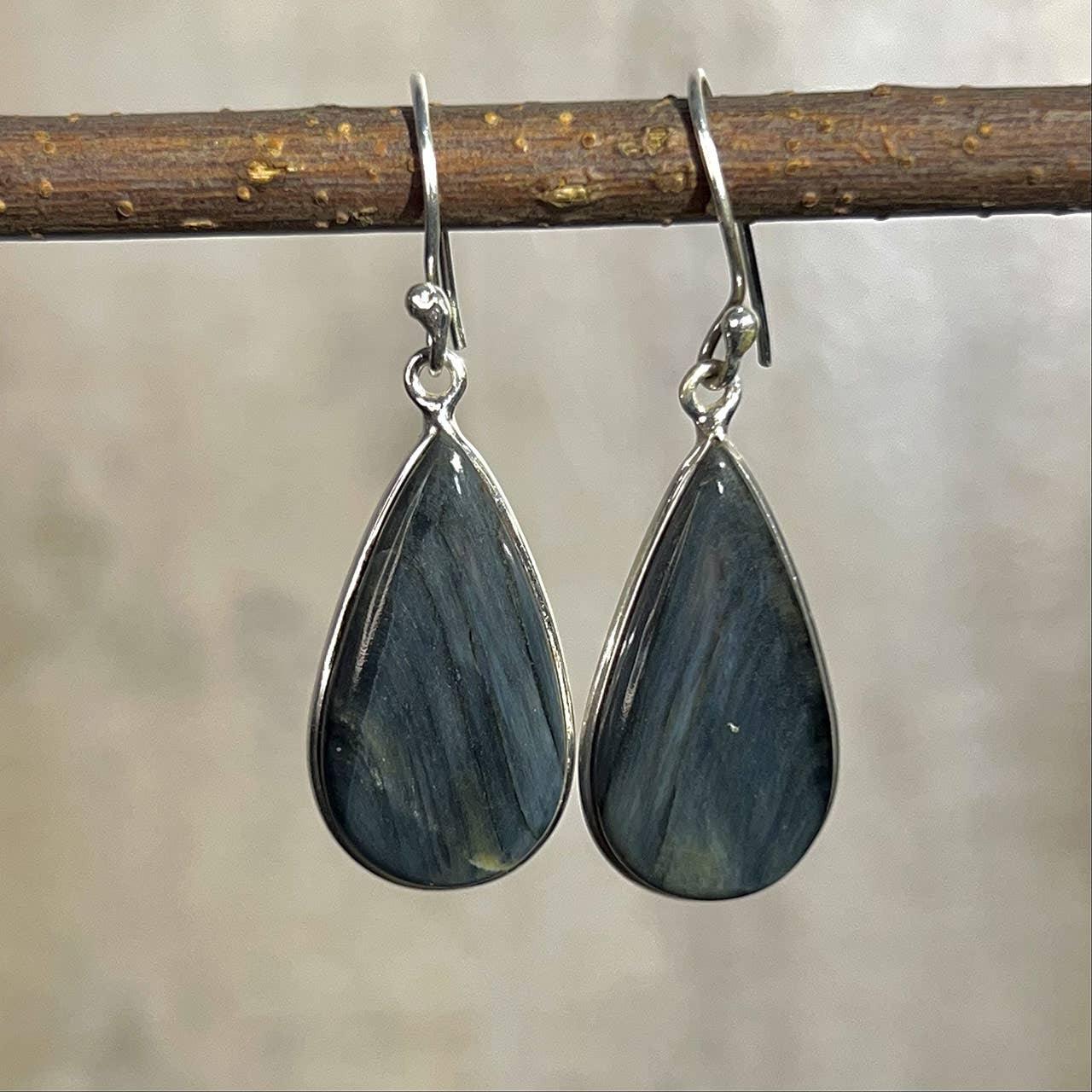 Blue Tiger Eye Earring Sterling Silver - Sugar River Shoppe