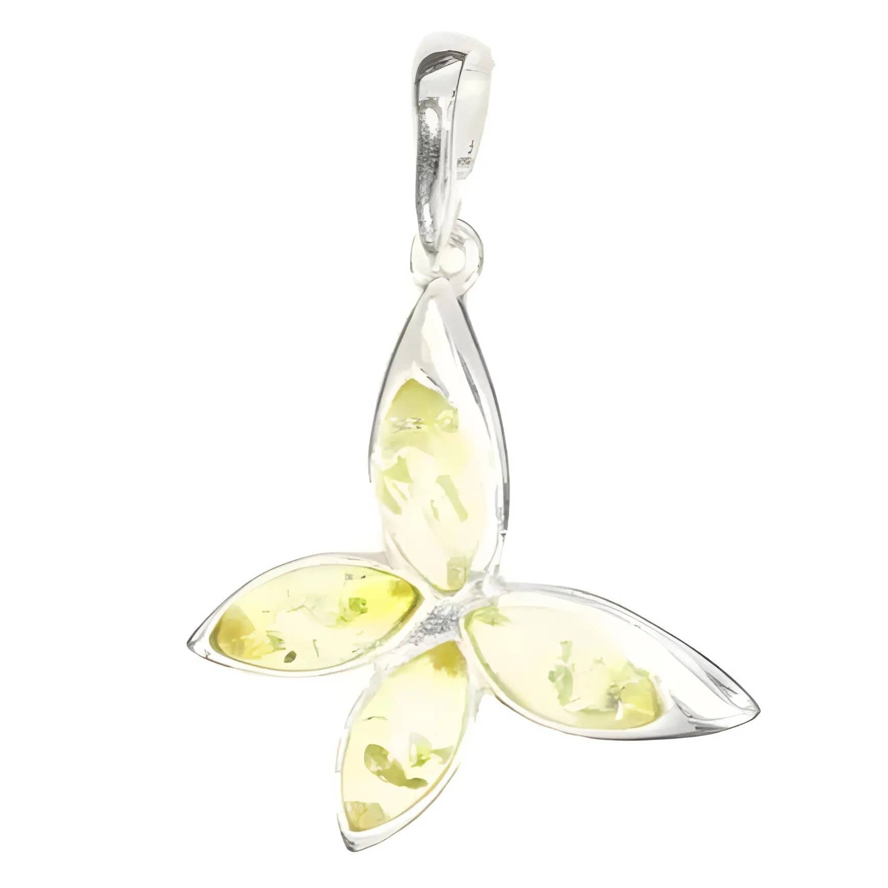Citrine Amber Sterling Silver Butterfly Pendant - Sugar River Shoppe