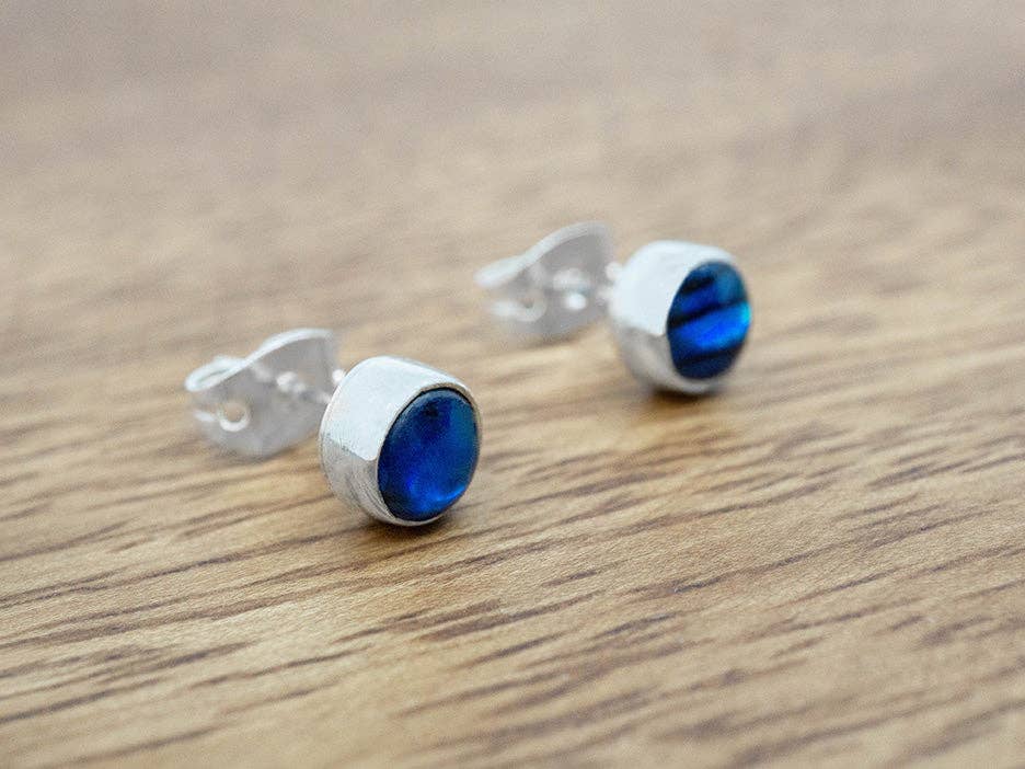 Petite Blue Abalone Studs