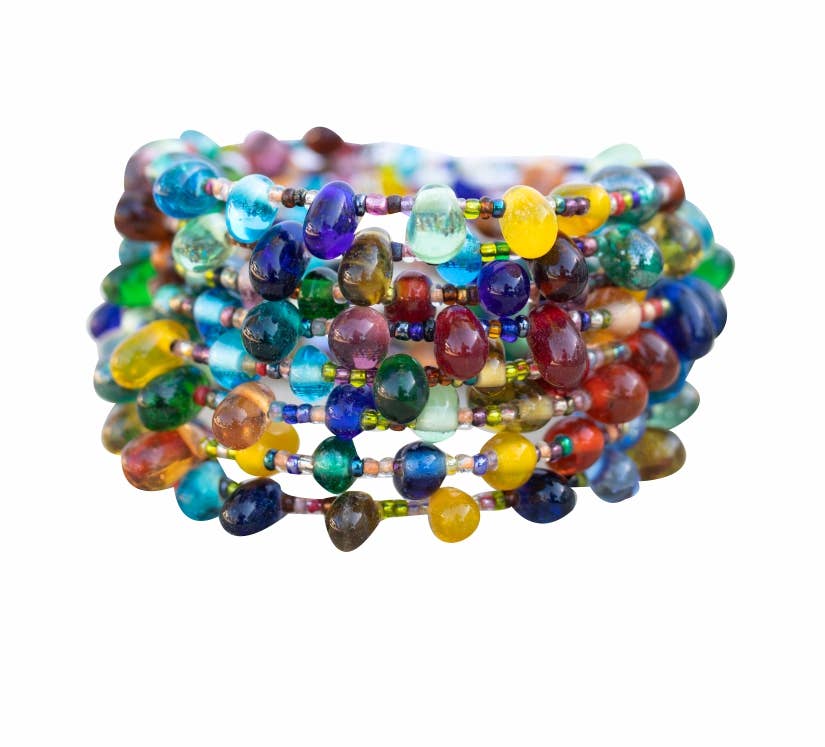 Multicolored Glass Tear Drops Bracelet