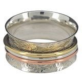 Silver, Brass And Copper Spinner Anxiety Ring