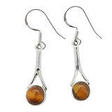 Tiger Eye Silver Earrings On Hooks
