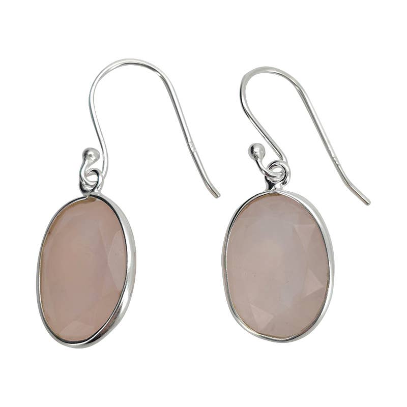 Faceted Rose Quartz Sterling Silver Earrings On Hooks - Sugar River Shoppe