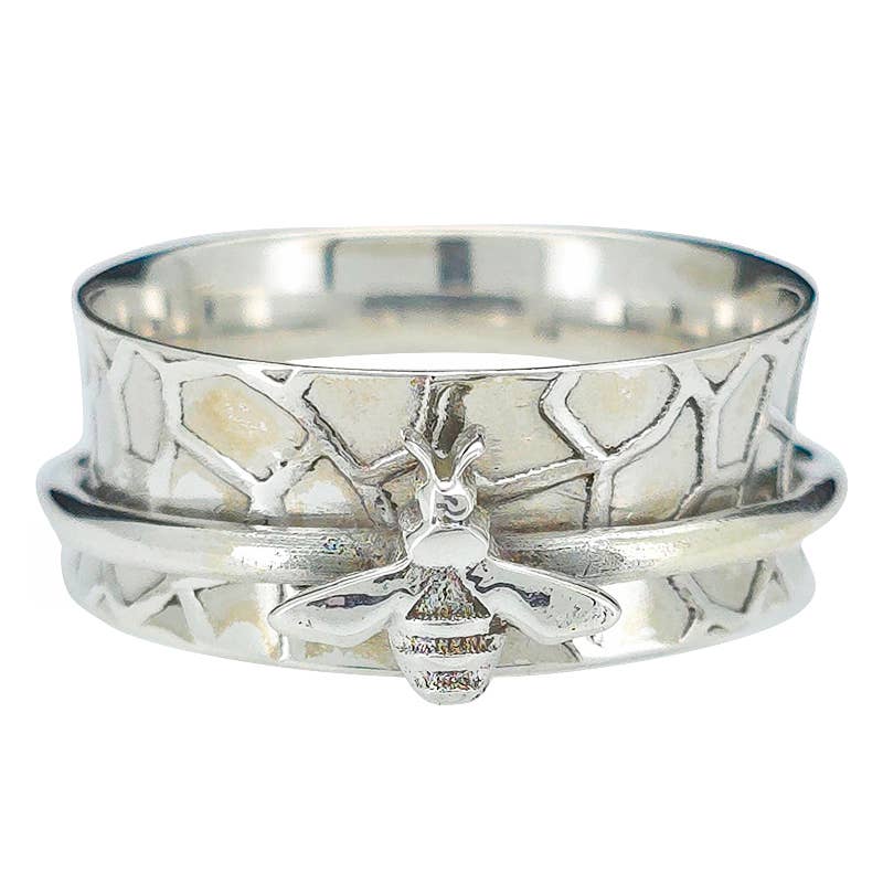 Sterling Silver Bee Spinner Ring - Sugar River Shoppe