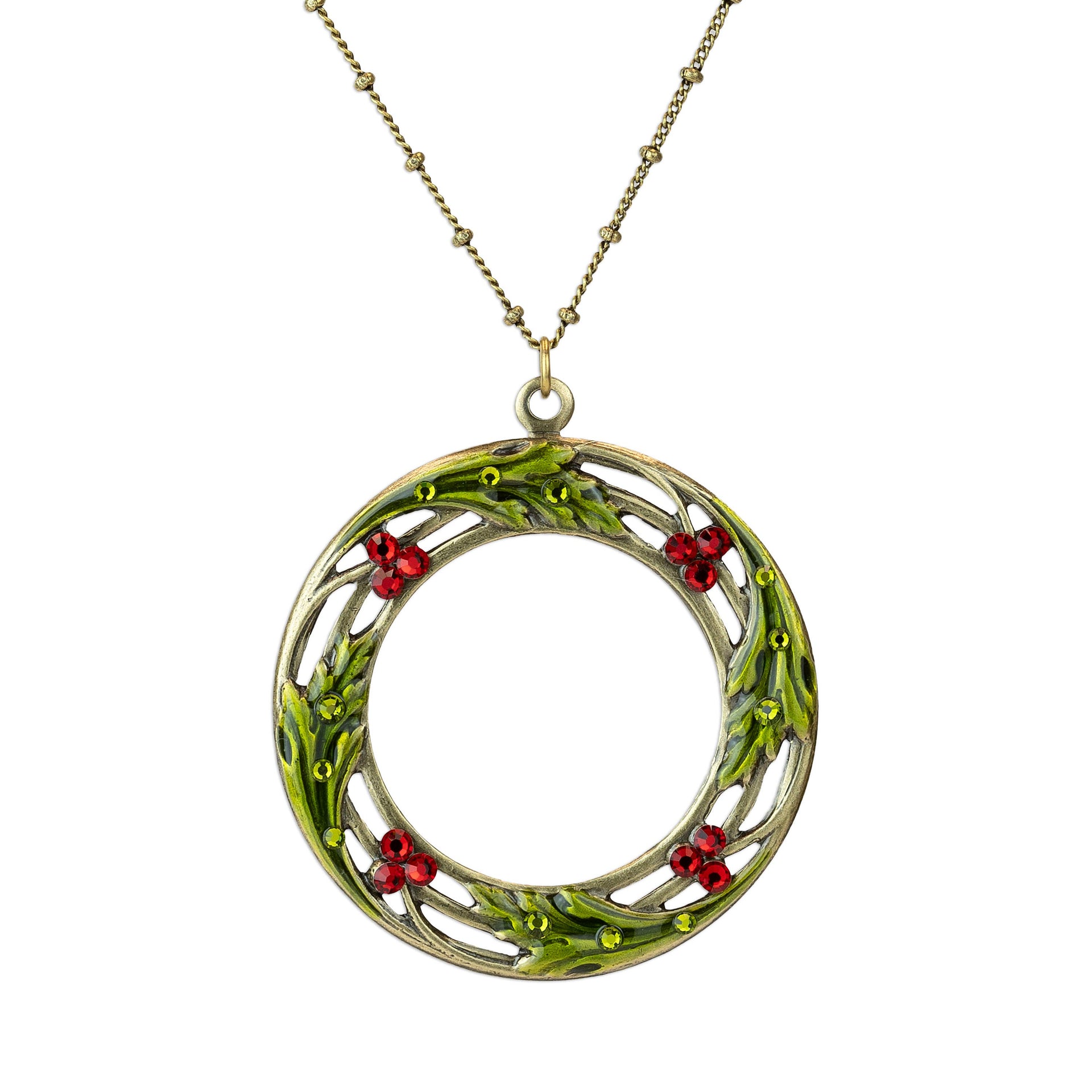 Sherry Red Crystal Circle Wreath Necklace