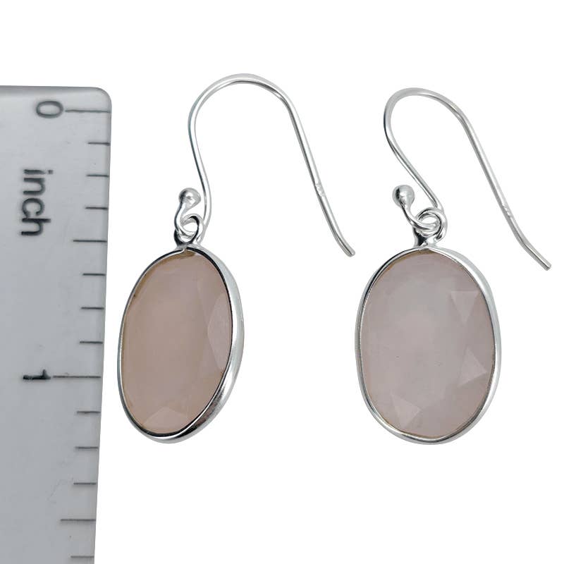 Faceted Rose Quartz Sterling Silver Earrings On Hooks - Sugar River Shoppe