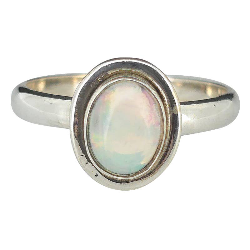 Opal Sterling Silver Ring: 7