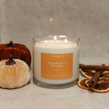Pumpkin + Spices - 3 Wick Clear Glass Tumbler Soy Candle