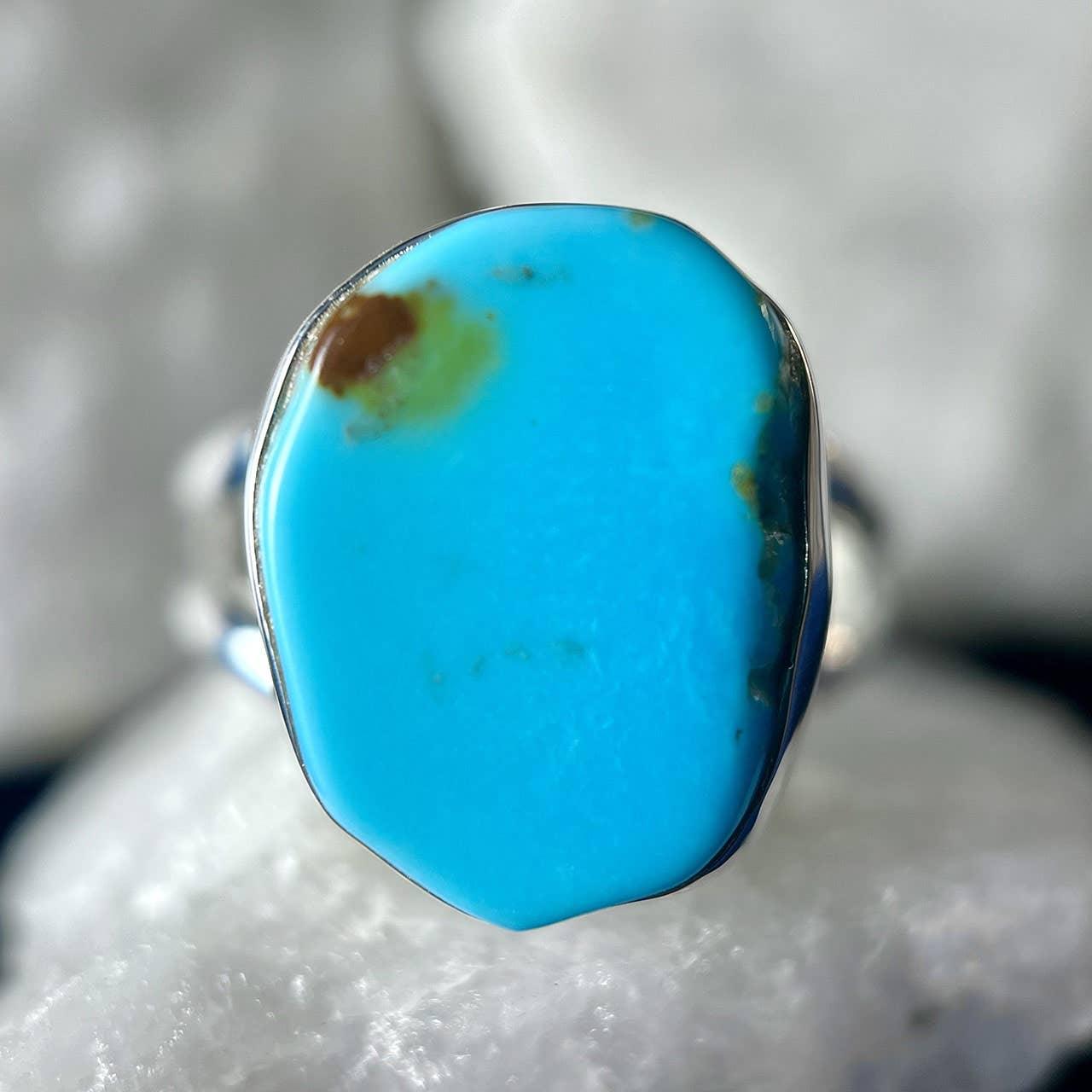 Kingman Turquoise Sterling Silver Ring: Size 6 - Sugar River Shoppe