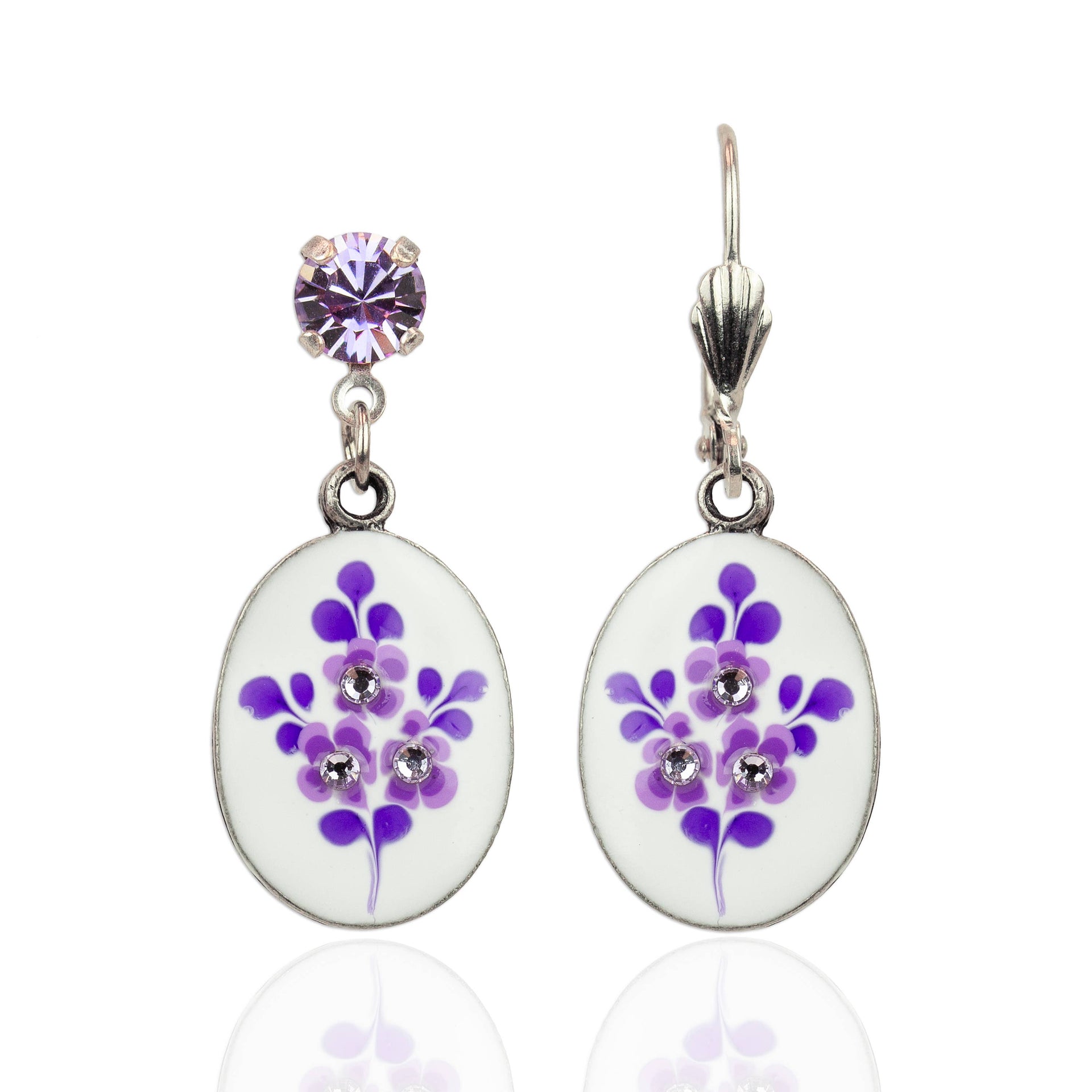 Lavendula Crystal Jill's Garden Earrings: Leverback