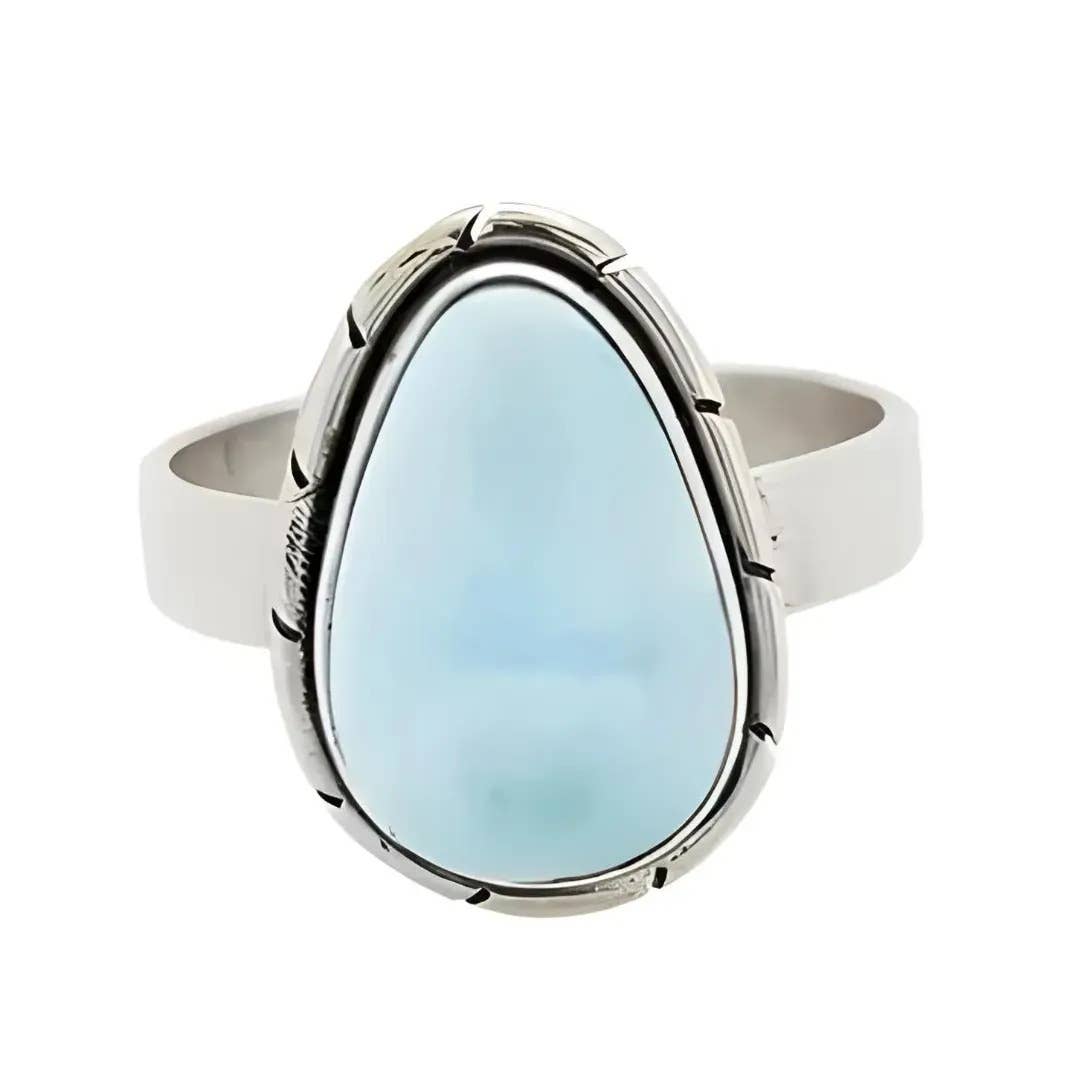 Larimar Handmade Silver Ring: 10