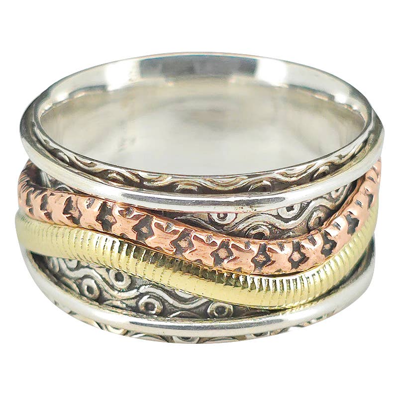 Silver, Brass And Copper Spinner Ring - Sugar River Shoppe