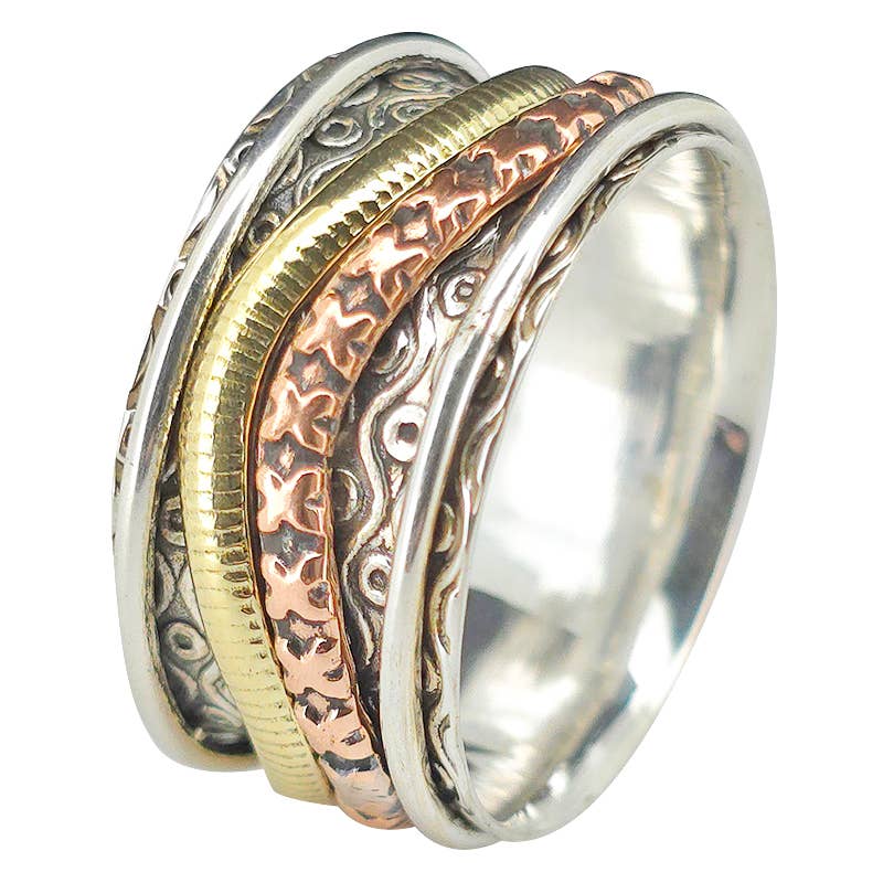 Silver, Brass And Copper Spinner Ring - Sugar River Shoppe