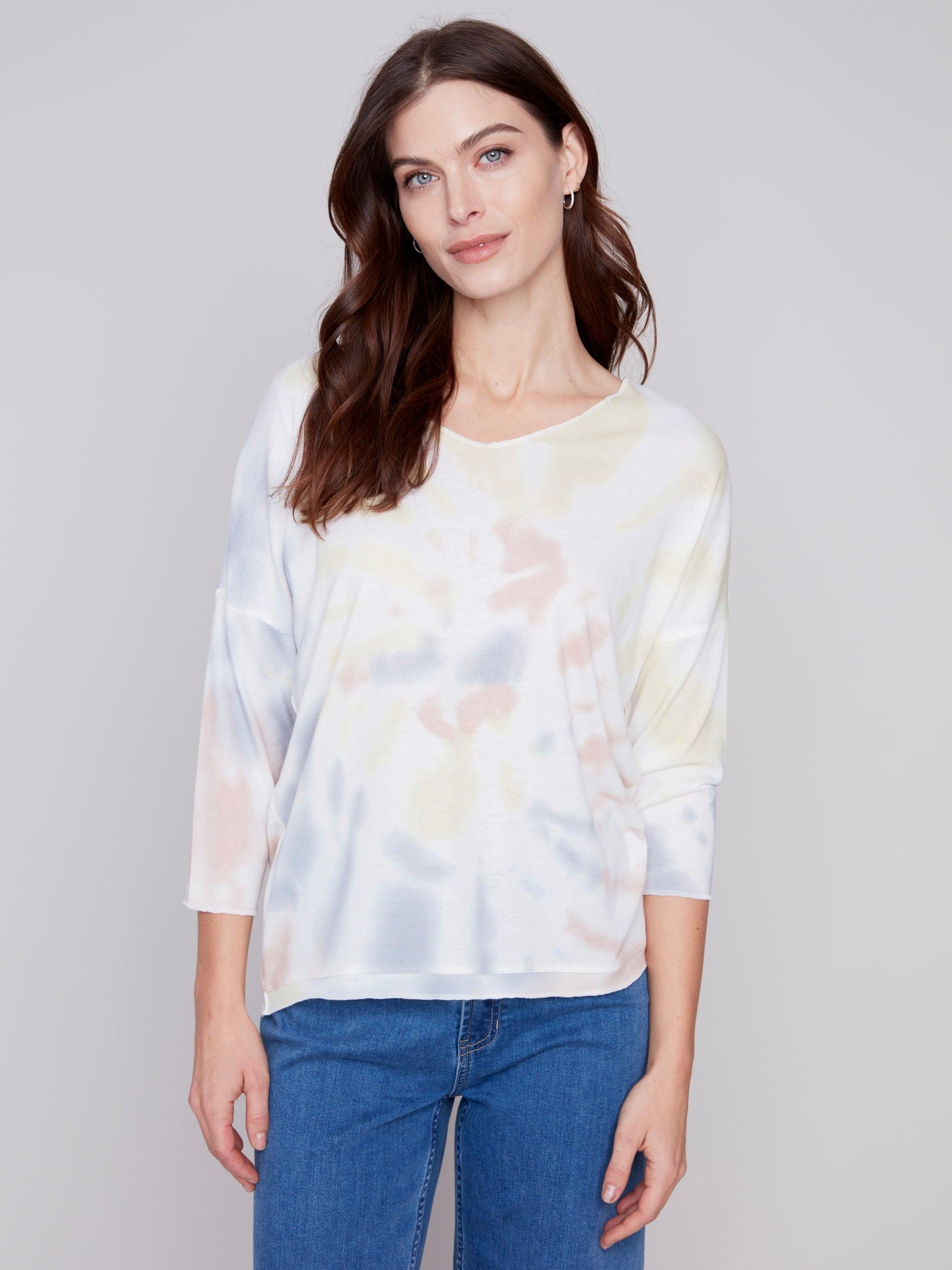 Panel Print Long Sleeve V-Neck - Sugar River Shoppe