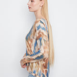 Printed Long Sleeve V-Neck Top
