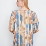 Printed Long Sleeve V-Neck Top