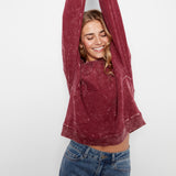 Long Sleeve Top With Flower Appliqué