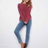 Long Sleeve Top With Flower Appliqué