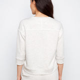 Soft Scuba 3/4 Sleeve Top with Blanket Stitch