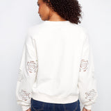 Long Sleeve French Terry Top with Sleeve Embroidery