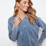 Cold Dye Terry V-Neck Top