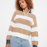 Striped Half-Zip Sweater