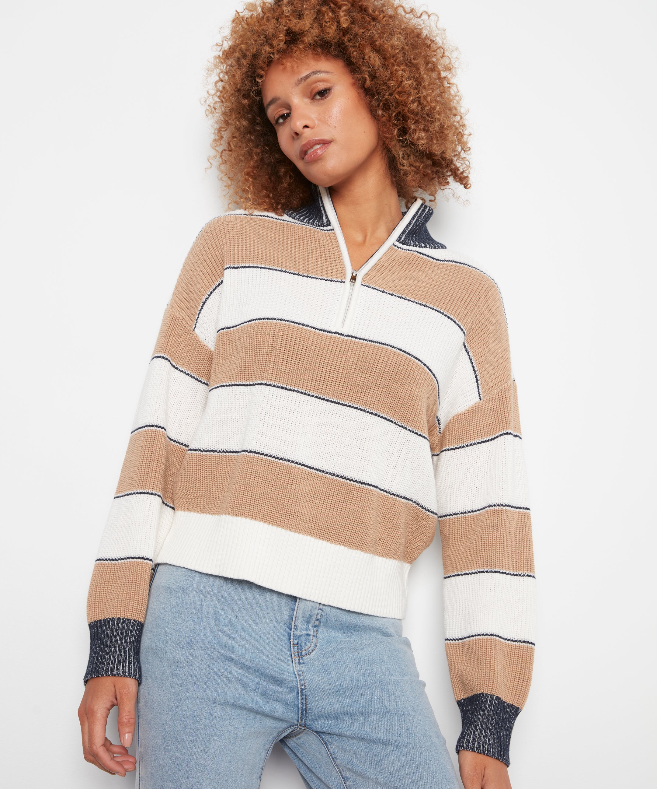 Striped Half-Zip Sweater