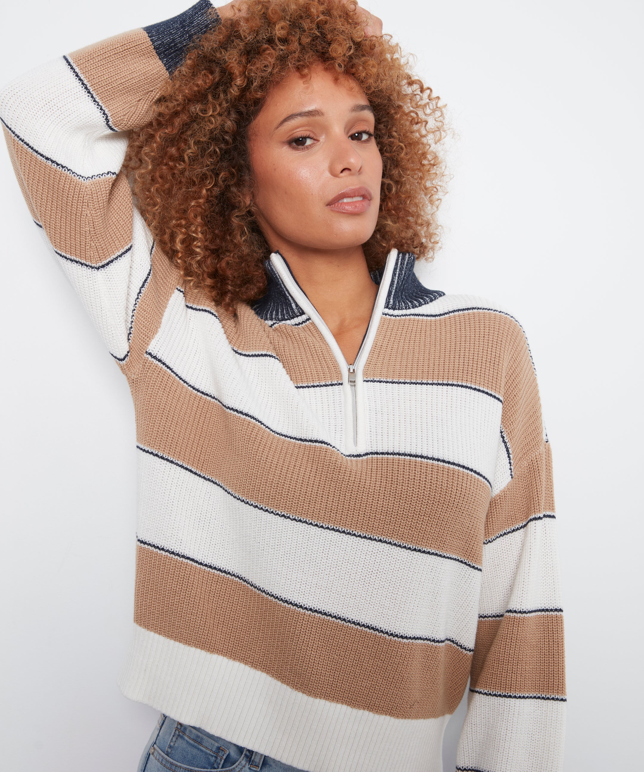Striped Half-Zip Sweater