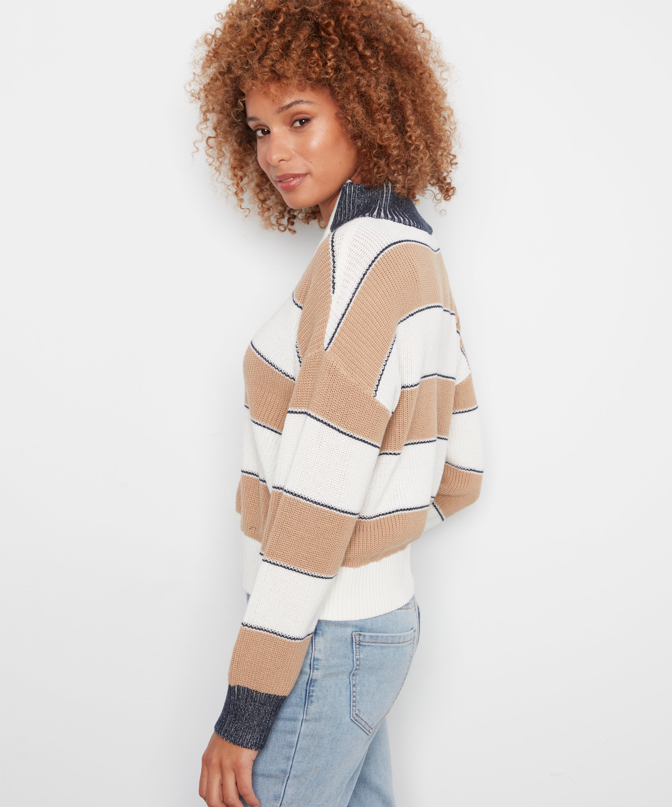 Striped Half-Zip Sweater