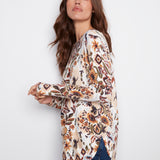 Printed Long Sleeves Boat Neck With Pockets