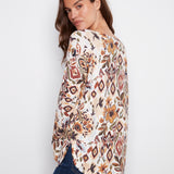 Printed Long Sleeves Boat Neck With Pockets