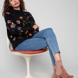 All Over Embroidered Mock Neck Sweater
