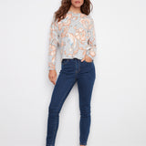 Printed Long Sleeved Crew Neck Sweater