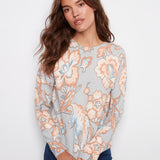 Printed Long Sleeved Crew Neck Sweater