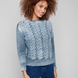 Crew Neck Sweater with Front Body in Fancy Stitch