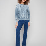 Crew Neck Sweater with Front Body in Fancy Stitch