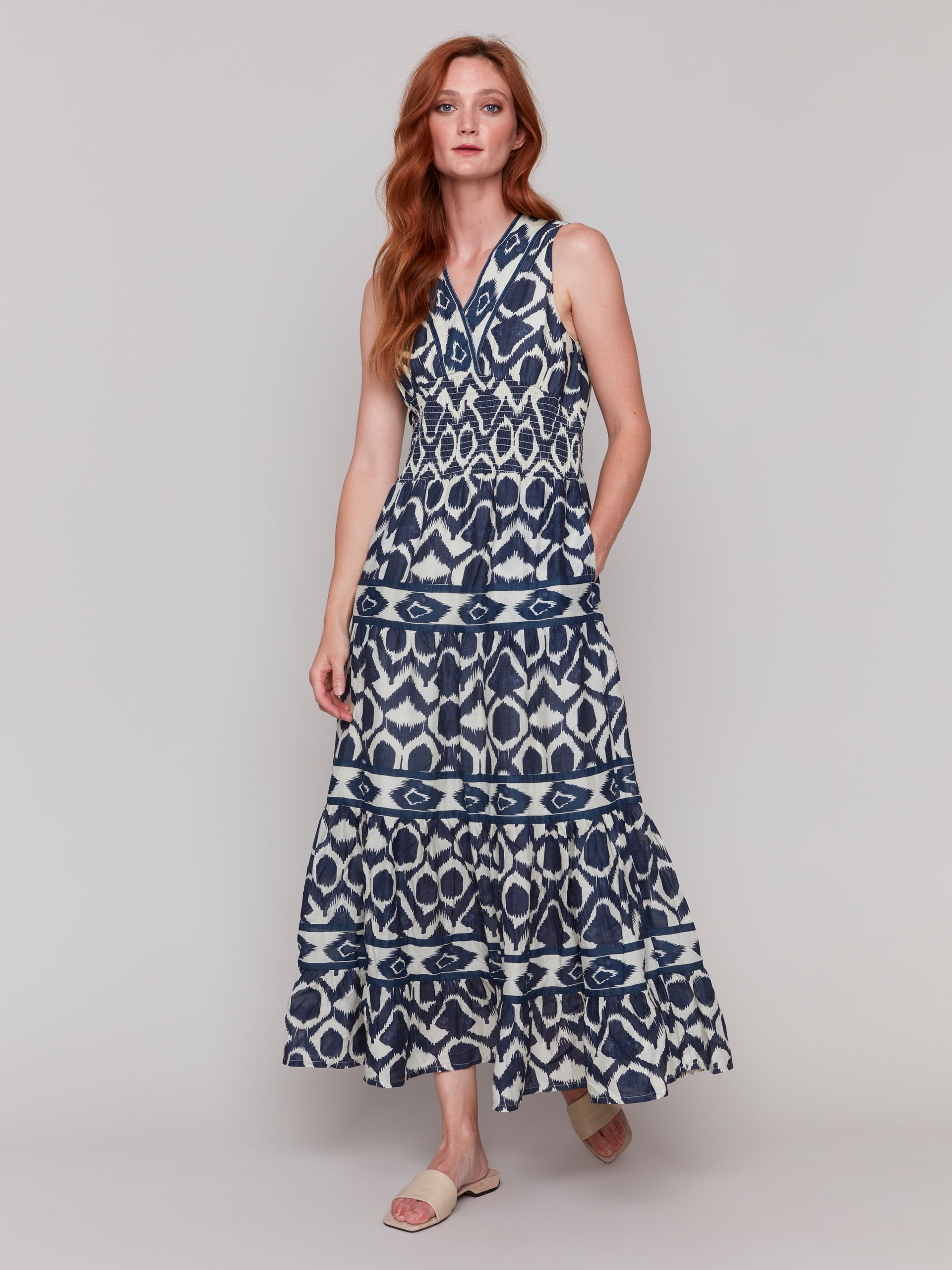 Printed Sleeveless Cotton Maxi Dress