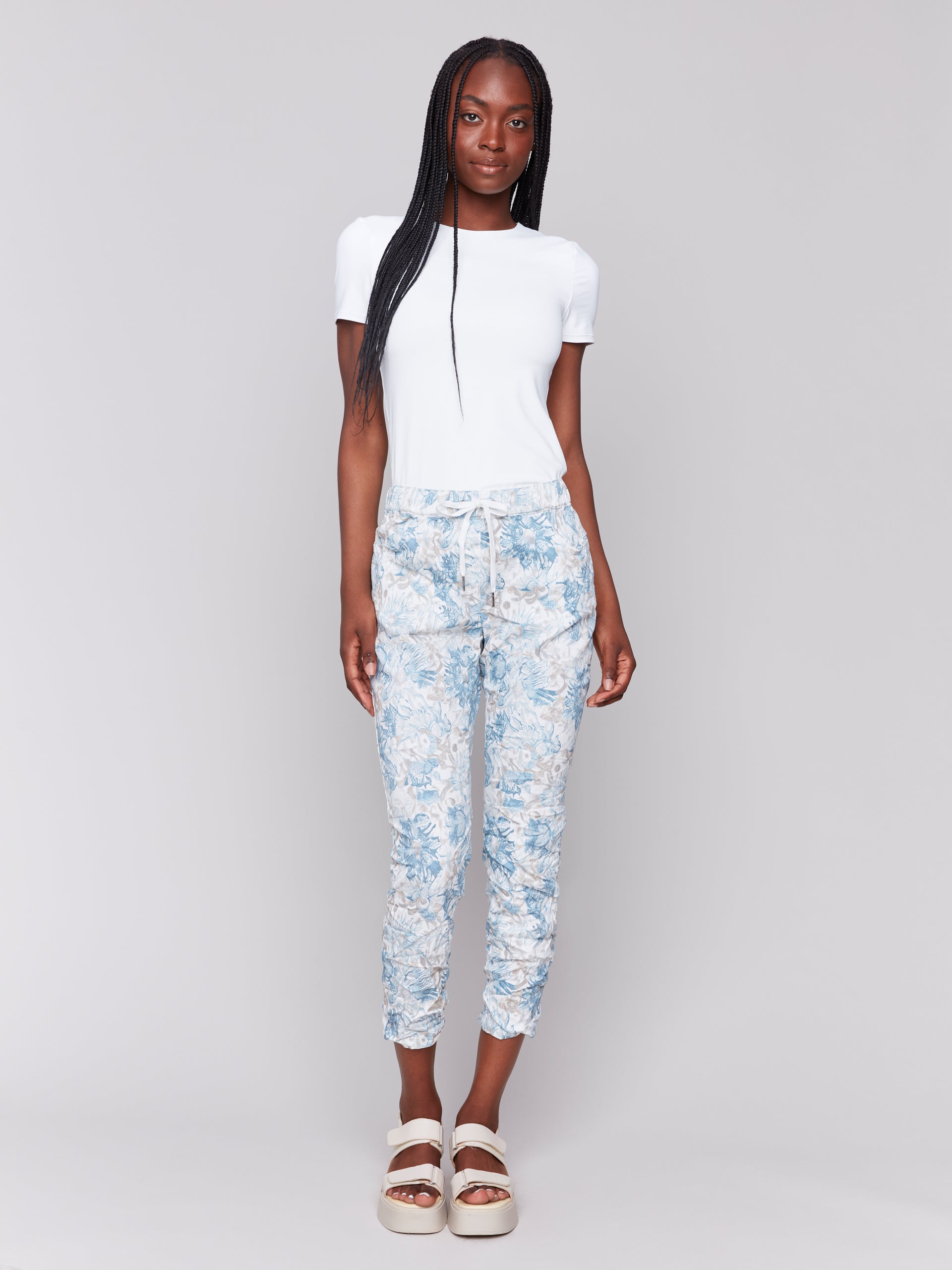 Printed Crinkle Bengaline Jogger Pant