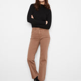 Straight Leg Colored Twill Pants With Elastic Inside Waist