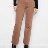 Straight Leg Colored Twill Pants With Elastic Inside Waist