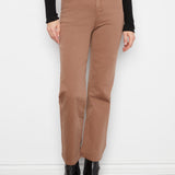 Straight Leg Colored Twill Pants With Elastic Inside Waist